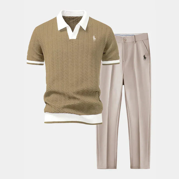 Ensemble RL™ – Polo Col V & Pantalon Fuselé Coupe Slim
