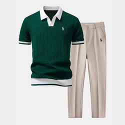 Ensemble RL™ – Polo Col V & Pantalon Fuselé Coupe Slim