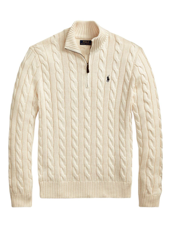 RL - Pull en coton torsadé à col zippé ¼