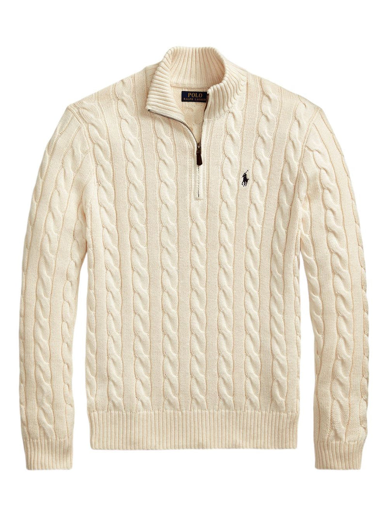RL - Pull en coton torsadé à col zippé ¼