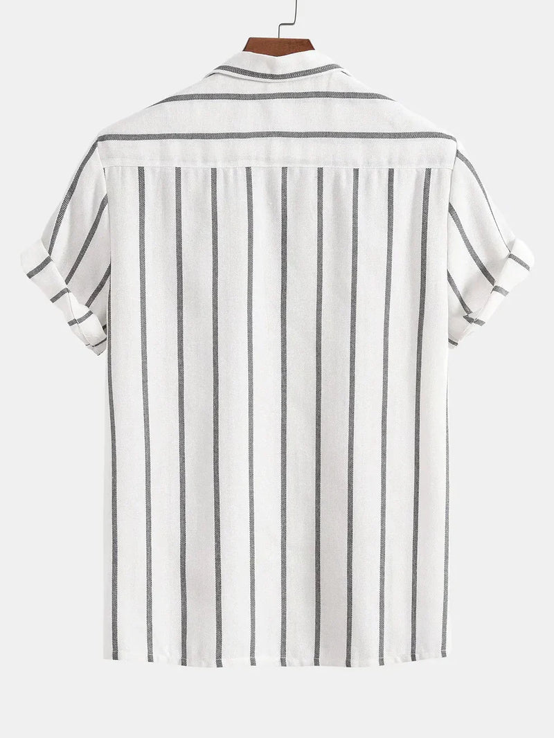 Ensemble chemise cubaine rayée et short pour homme