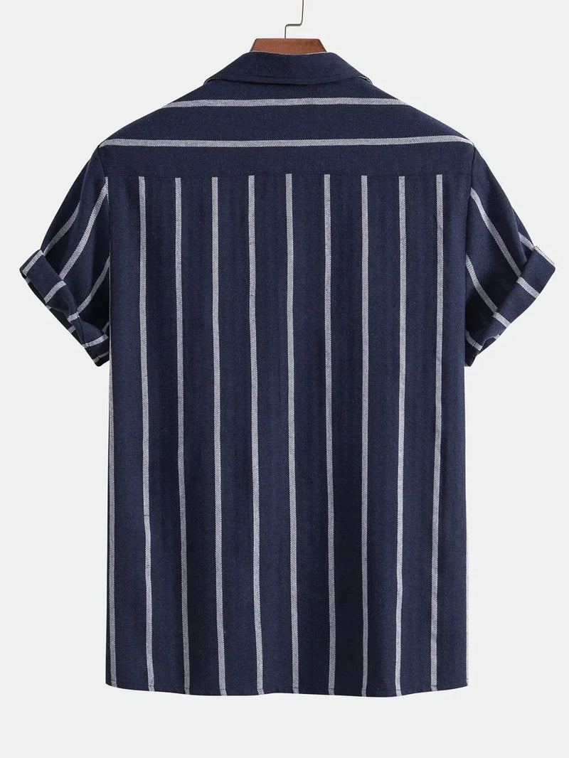 Ensemble chemise cubaine rayée et short pour homme