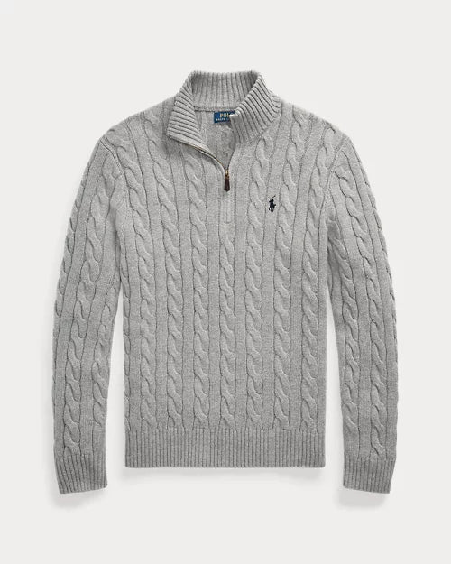 RL - Pull en coton torsadé à col zippé ¼