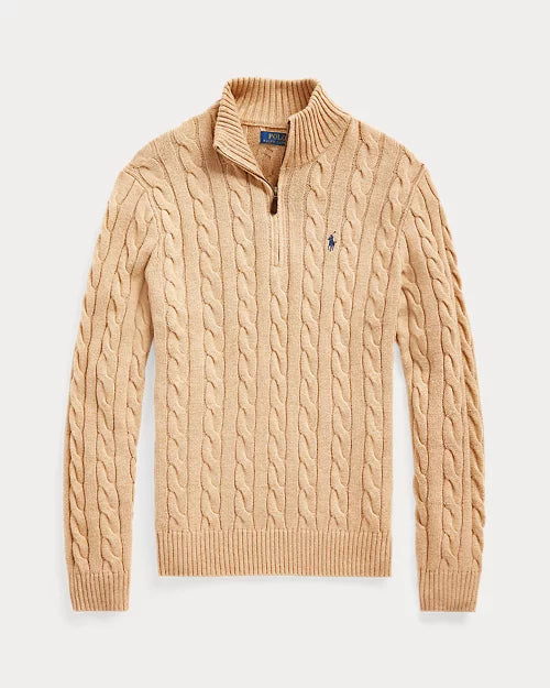 RL - Pull en coton torsadé à col zippé ¼