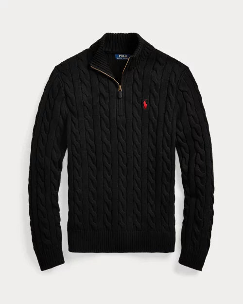 RL - Pull en coton torsadé à col zippé ¼